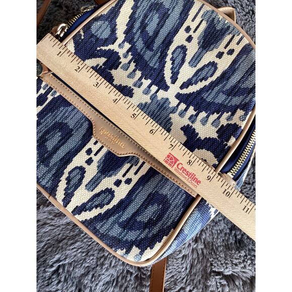Spartina 449 Chloe Backpack Daufuskie Island‎ Natural Linen Leather Bag Blue main image 5